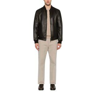 NWT Fedeli Flat Front Flex Chino Khaki Pants Mens 52 36 US Beige Tan Cotton NEW